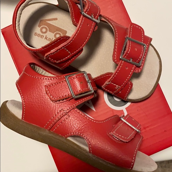 See Kai Run Red Leather Sandals 8 - Picture 2 of 4